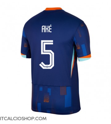 Olanda Nathan Ake #5 Seconda Maglia Europei 2024 Manica Corta